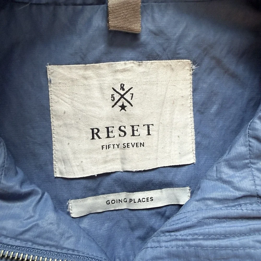 Reset Fifty Seven Blue Hooded Utility Jacket Coat Women L Field Outdoor Gorpcore